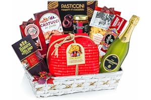 Villa Guelfa Cesto Natalizio Gastronomico ''Ambra'', Strenna di Natale con Prodotti Alimentari Regionali Tipici, Specialità Gastronomiche Gourmet in Confezione Regalo per Natale