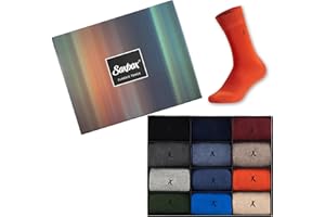 Soxbox Mens Black Socks 6 and 12 Pairs Organic Combed Cotton Breathable Multiway Stretch Reinforced Heel & Toe Embroidered Assorted Socks in Luxury Gift Box