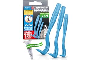 BluePet 3er Set Zeckenhaken für Hunde, Katze, Pferd & Mensch - Zeckenhebel als bewährter Zeckenentferner zur Zeckenzangen I Alternative zu Zeckenpinzette, Zeckendreher, Zeckenschutz & Zeckenmittel