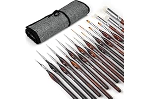 GOLDEN MAPLE Miniatur-Pinsel Drybrush-18-teiliges Mikro-Detail-Pinsel-Set, kleine feine Detail-Modellpinsel für Acryl, Aquarelle und Malen nach Zahlen, Zitadelle, Figur, Braun