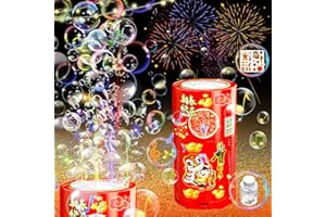 COLEESON Feuerwerk Seifenblasenmaschine, Tischfeuerwerk Automatischer Seifenblasenhersteller mit Lichtern und abschaltbarem Sound, Seifenblasenspielzeug Kinder Geschenk, Hochzeit, Neujahr, Weinachten,Party