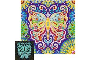 WOPLAGYREAT Diamond Painting Disegni con Perline da Attaccare Passatempo Adulti Paesaggi Pittura Diamante Creativi Diamanti 5d Diy Art Fiori Regalo Donna Compleanno Farfalle