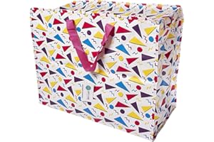Happy Planet Giftshop Large Jumbo Storage Bag with Zip 58 x 47 x 30cm 80l (Retro 90s) (Pack of 3)