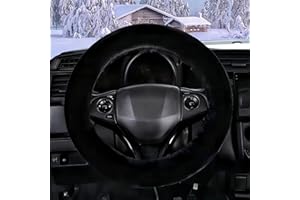 FINEVERNEK Plüsch Lenkradbezug, Winter Auto Lenkradschutz, Flauschige Lenkradabdeckung, Universal Plüsch Lenkradhülle, Warm rutschfest, Teleskop Abdeckung für Auto, 36-38cm(Schwarz)