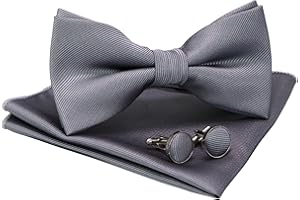 JEMYGINS Papillon Uomo Regolabile in Diversi Colori con Fazzoletto e Gemelli