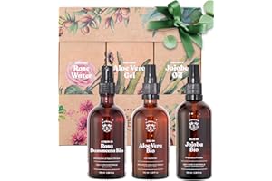 Bionoble Idee regalo Donna 3x100ml - Acqua di Rose, Gel Aloe Vera Puro & Olio di Jojoba Bio - Trattamento Bio e Naturale in una splendida confezione - Set Regalo per compleanno, economico e originale
