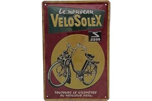 LUCKYLINDE VELOSOLEX Plaque publicitaire rétro en tôle gaufrée de qualité supérieure 30 x 20 cm