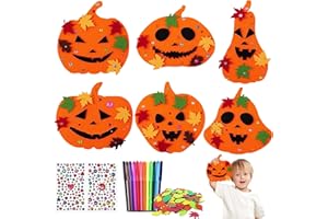 DTXYBC 12 Stück DIY Kürbis Bastelset, bastelset herbst kinder, Halloween Kürbis Bastelset, mit 500 Laub Aufkleber, 12 Aquarellstifte und 2 Diamant Aufkleber, für Herbst Thanksgiving Halloween Handwerk