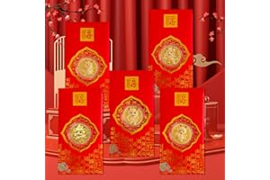 ‎KEAGAN 10 Stück Chinesische Rote Umschläge,2024 Drache Chinesisches Neujahrsfest Hong Bao rote Umschläge mit klassischen chinesischen Mustern und Segensworten, Glücksgeldtaschen für das Frühlingsfest