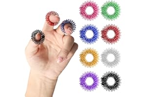 WELHAEPI 16 Pcs Anillo de Acupresión, Anillos de Acupresión para Masaje de Dedos, Anillos Masaje Dedos para Antiestrés y Favorece la Circulación (8 Colores)