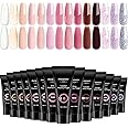 Poly Nail Gel Kit, Poly Nail Gel Set 14 Colour 15ml Clear Nude Pink Builder Nail Gel Set Nail Extension Gel Basic Gifts Set for Women