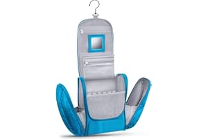 KRONIFY Duża kosmetyczka premium do zawieszenia z lustrem I kosmetyczka damska z haczykiem I kosmetyczka męska I kosmetyczka damska I duża kosmetyczka, turkusowy, L, casual