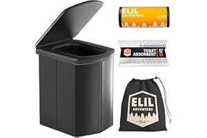 ELIL Portable Toilet for Adults Camping Porta Potty Toilet, Extra Tall Emergency Toilet for Car, Poo Powder with Trash Bag with Foldable Toilet with Lid,Carry Bag