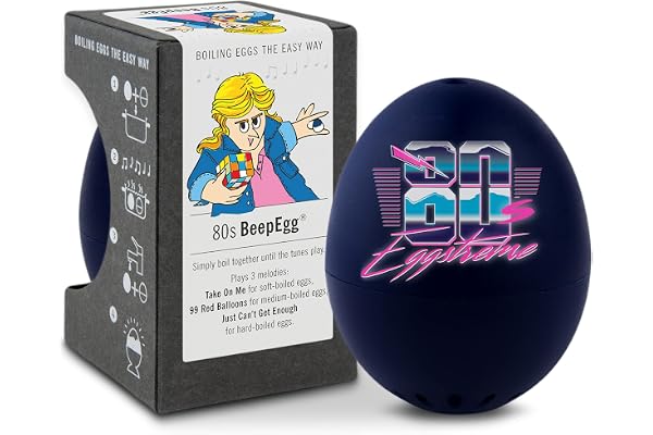 BeepEgg Années 80 – Minuteur Chantant pour la Cuisson des œufs – Cuiseur d’œufs 3 cuissons – 40e Anniversaire – Œuf de Cuisson Amusant – Minuteur Musical Annees 80 – PiepEi
