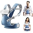 Golden Bee Cozy 4-in-1 Breathable Baby Carrier – Convertible Infant Carrier with Lumbar Support, Multiple Carrying Positions, and Adjustable Seat for Newborns to Toddlers (Blue)