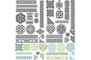 CRASPIRE 2 pz Nodo Celtico Timbri in Gomma Trasparenti Riutilizzabili Trinity Knot Cornice Trasparente Sigilli per Timbri in Silicone Vintage per St. Patrick Pasqua Natale Journaling Crafting Card