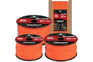 Kamu Synber 425 Paracord 3mm x 15m 100% Nylon Rope 3 Strands Parachute Cord Type II for Outdoor, Crafting, DIY | Support 192kg | Orange