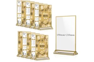 efuturetime 12PCS Presentoir de Table en Acrylique A5, Porte Affiche Doré, Cadre Photo Double Face Transparent pour Menu, Photo, Marriage, Publicité, Réception