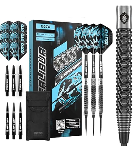KOTO - Black Crown 90% Tungsten Darts, Zwart & Zilver, Darts Set Incl KOTO - Black Crown 90% Tungsten Darts, Zwart & Zilver, Darts Set Incl