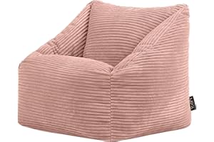 ‎ICON Icon Natalia Sitzsack Kinder, Rosa, Flauschiger Cord Stoff, Sitzsack Cord mit Füllung, Bequemer Kinder Sessel, Kuschelsessel, Lese Sessel, Schlafzimmer, Kinderzimmer, Spielzimmer