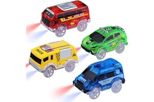 sikkeby Tracks Cars - Auto di ricambio solo Magic Toy Cars Glow in The Dark, auto da corsa con 5 luci LED lampeggianti, compatibile con la maggior parte delle tracce per bambini, ragazzi e ragazze (4