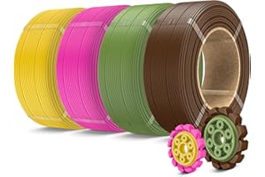 SUNLU 500 G PLA+2.0 Refill Filament Pakiet, bezszpulowy Wytrzymalszy PLA Plus Filament, 0,5 kg/rolka, Brąz Kawowy+Zielony Oliwkowy+Magenta+Żółty Jaskrawy​