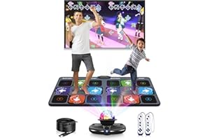 Acelufly Tapete de Baile de Franela para TV con cámara HD, Alfombra de Baile Doble con Controlador inalámbrico, Tapete de Baile Antideslizante para niños, Adultos, niñas y niños (Gris)