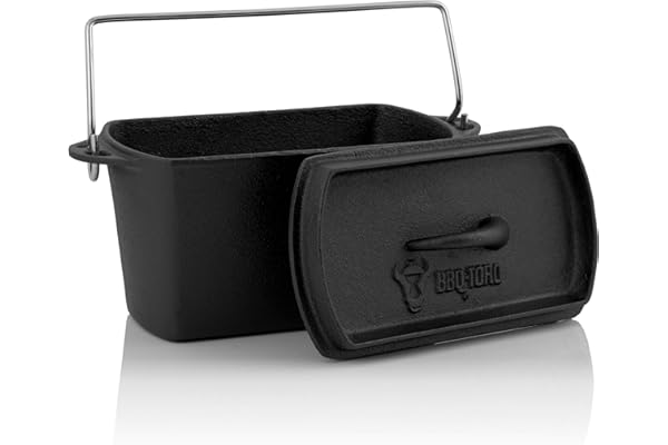 BBQ-Toro Marmite en fonte | 2 litres - 27 x 12,5 x 15 cm | déjà brûlé | Dutch Oven pot, Baking Pot | rôtissoire idéale pour pain, gâteaux, pâtisseries