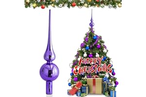 JOYUE Weihnachtsbaumspitze Glas Matt Christbaumspitze Lila 26 cm, Christbaumschmuck Spitze, Weihnachtsdeko Baumspitze Christmas Tree Topper, Weihnachtsbaum Stern Spitze