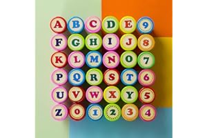 KESOTE 36pcs Number & Alphabet Stamps for Kids - Self-Inking Stamps for Birthday Gifts, Parties, Teachers