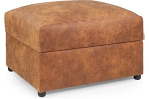 Honeypot - Sofa - Oakland - Faux Leather - 3 Seater - 2 Seater - Chair - Tan Suede - Cushions Included (Footstool, Tan) …