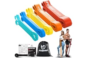 FitBeast Resistance Bands Set, 5 Levels Pull Up Bands for CrossFit, Powerlifting, Muscle Building, Home Gym Workout, Stretching, Stretch Bands with Door Anchor & Carry Bag