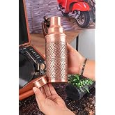 DMT Copper El Yapımı Bakır Su Matarası, 850 ml | İ&ccedil; Y&uuml;zey Kalaylı, El Oyması Desen, Geleneksel İş&ccedil;ilik, Gaziantep &Uuml;retimi, 9.