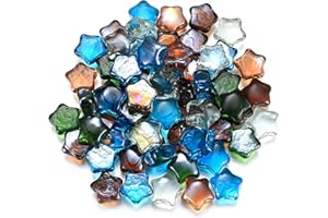 Zhujiehigh Environ 1000g/1kg Pépites de Verre, Billes Plates, Pierres de Verre Décoration, Diamants Décoratifs, Pierres de Cristal pour Vases Mariage, Perles Eau pour Aquariums - Pentagramme