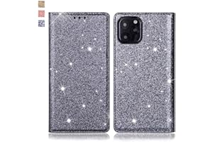 OKZone Case for iPhone 11 Pro Max Case, Bling Sparkly PU Leather Flip Wallet [Stand Function] [Magnetic Closure] [Inner Soft TPU] Folio Case For iPhone 11 Pro Max (6.5 Inches) (Silver Gray)