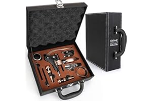 YOBANSA Accessori per Vino Set Regalo, Set con cavatappi in Bronzo per Vino, Set cavatappi per Vino, Accessorio per Bottiglia Set per Tappo Vino Regali di Natale (Black 01)