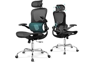 DEVAISE Silla de Oficina Ergonómica, Silla Ergonomica Escritorio con Reposacabezas 3D Ajustable, Reposabrazos Regulables, Respaldo Transpirable y Soporte Lumbar para Home Office, Negro