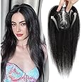 Hair Toppers for Thinning Hair Toppers for Women Real Human Hair Pieces for Women with Thinning Hair Clip In Toppers 100% Remy Human Hair Wiglets 10inch(Natural Black)