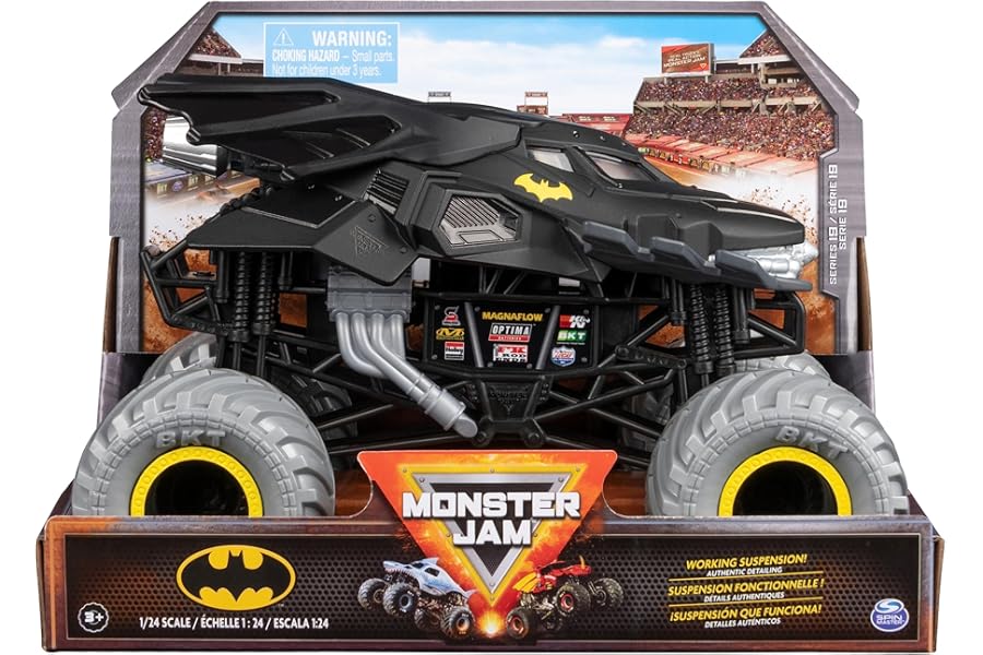 Monster Jam, Official Batman Monster Truck, Collector Die-Cast Vehicle, 1:24 Scale, Kids Toys for Boys Ages 3 and up