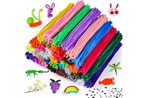 Caydo 3000 Stück 40 Farben Pfeifenreiniger Craft Supplies mit 100 Stück Wiggle Eyes Soft Chenille Stiele für Kinder DIY kreative Kunsthandwerk Dekoration, 6 mm x 12 Zoll