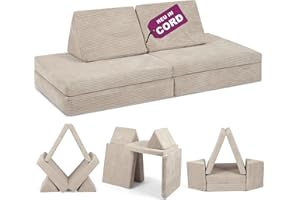 ‎LINODINO Linodino® Spielsofa Cord | Kindersofa aus Schaumstoff Bausteine - Spielsofa für Kinder & Kuschelecke im Kinderzimmer | Kindercouch | Oeko-TEX 100 Zertifiziert | Elfenzauber Beige