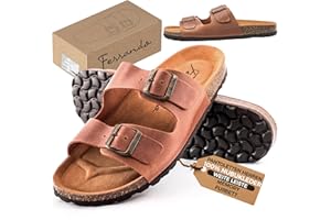 Pantoletten Herren Nubukleder Sandalen Fußbett Hausschuhe Schlappen Latschen Flip Flops Pantoffel Gartenschuhe Sommer Freizeit Atmungsaktiv Anatomisch Memoryeffekt Naturkork Bio Nikelfrei Rutschfest