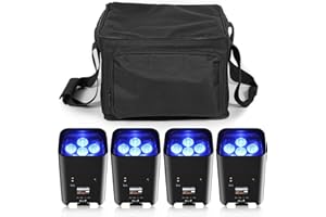 PUZILOZA 4pcs 108W APP projecteurs par LED rechargeables avec sac, RGBWA+UV DMX Wandwäsche Beleuchtung lumière disco extérieur avec télécommande pour DJ, bar, KTV, mariage, anniversaire