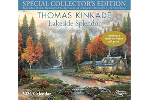 Thomas Kinkade Special Collector's Edition 2024 Deluxe Wall Calendar with Print: Lakeside Splendor