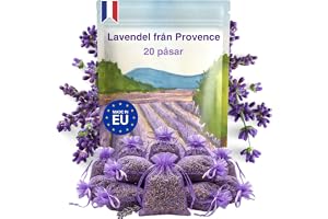 LAVENS | 20 parfymerade lavendelpåsar | ursprung Provence Frankrike | 120G | doftpåse för skåp, linne och garderob. Högkvalitativ deodoriserande torkad lavendelpåse med intensiv doft.