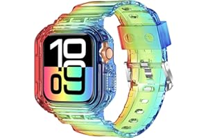 XYF Compatible for Crystal Clear Apple Watch Bands, 45mm 44mm 42mm 41mm 40mm 38mm Bumper Case for Men Women Jelly Sport Case Band for iWatch Ultra 2/1 Series 9 8 7 SE/6 5 4 3 2 1