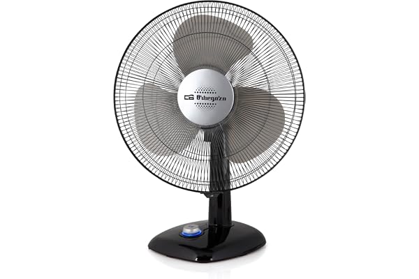 Orbegozo TF 0134 - Ventilateur de table, oscillant, 3 vitesses, hélices de 30 cm de diamètre, poignée, 40 W, témoin lumineux à LED, noir