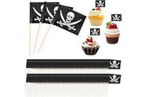 AHQIZFX Lot de 100 cure-dents en forme de drapeau pirate pour gâteaux, petits cure-dents, cupcakes, fruits, cupcakes, aliments, drapeaux pour fête, bar, événements sportifs