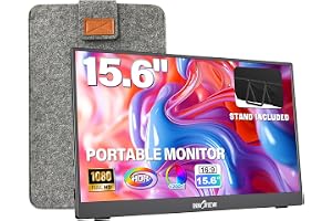 INNOVIEW 15.6" FHD IPS Black Portable Monitor,Ultra-slim with Stand & Storage Pouch,USB-C Plug & Play,HDMI Built-in Speakers,Compatible with Console Mac PC Phone for Office Gaming & Travel