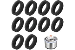 AIEX 10 Pezzi Filtro Schiuma Fontanella Gatti, Rotonda Spugna per Fontana per Animali Domestici per Fontane per Gatti da 2,2 L/2,5 L Spugne Prefiltro Per Acqua Potabile per Animali Domestici (Nero)